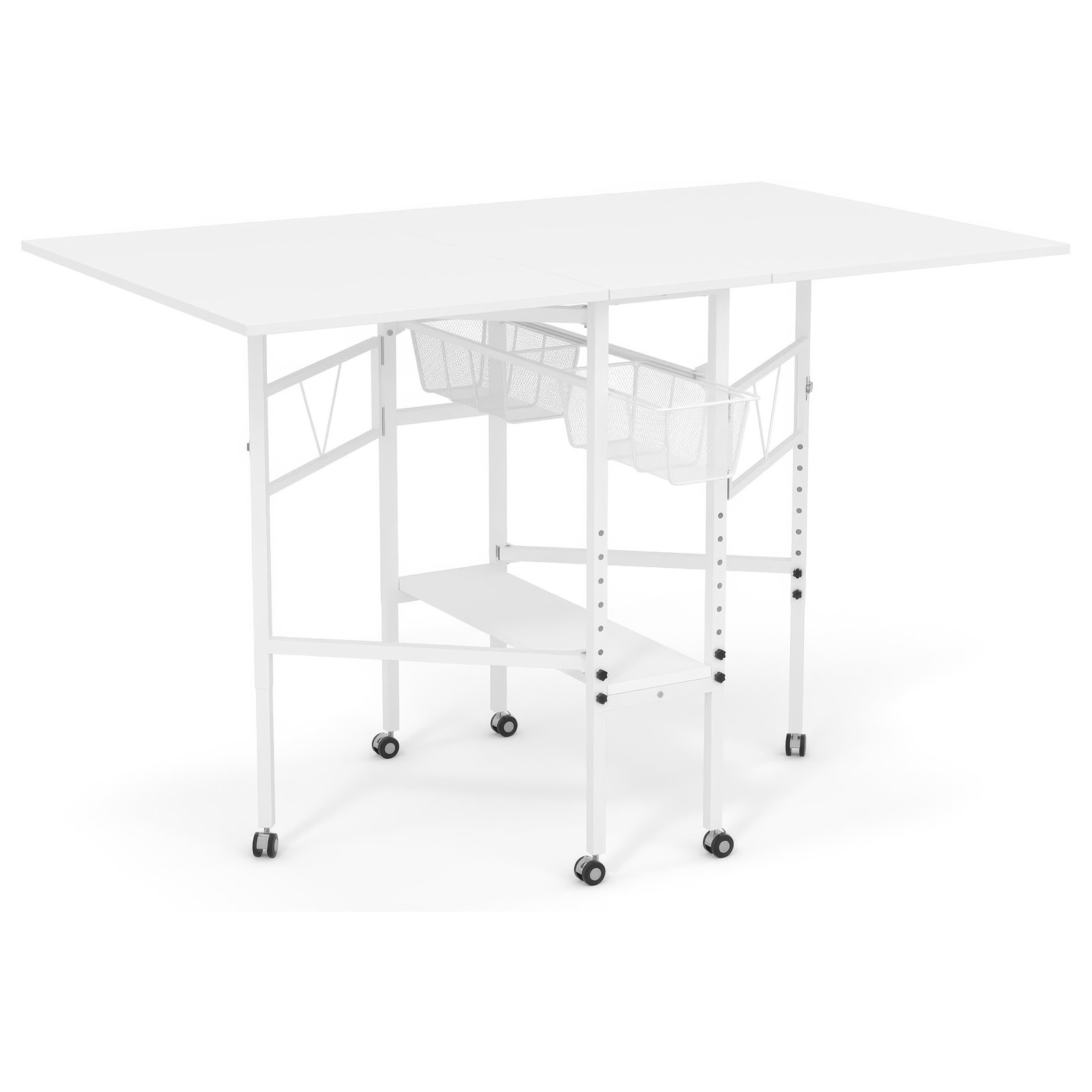 Sew Ready Folding Sewing Craft Table with Storage Drawers and Wheels (For Parts)
