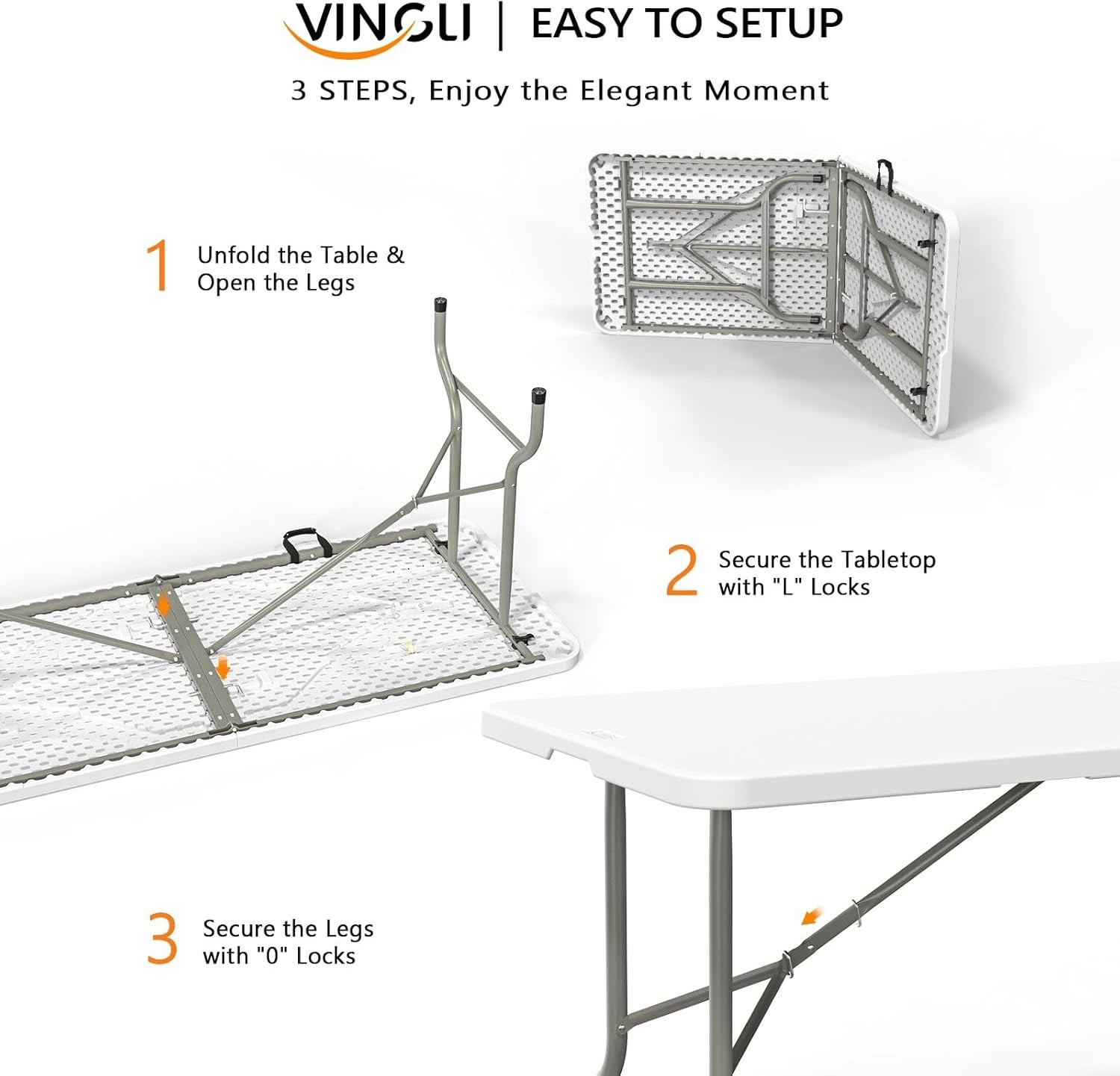6 Ft Plastic Folding Table – Perfect for Indoor/Outdoor Dining & Parties
