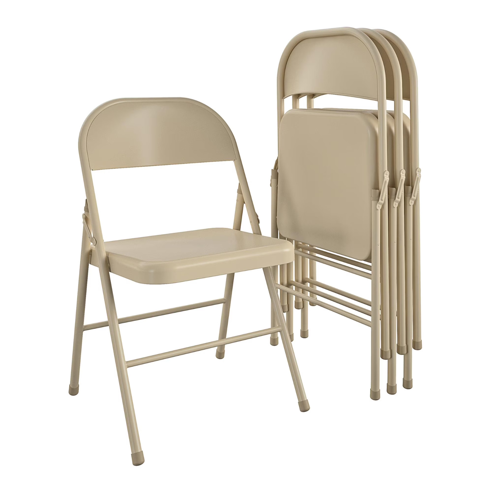 (Set of 4) Mainstays All-Steel Metal Folding Chair, Beige, Free Shipping US