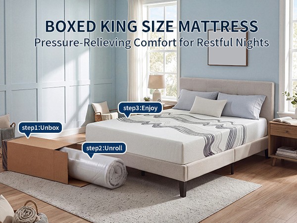12 Inch Mattress King Size Bed in a Box for Back Pain Relief and Cool Sleep