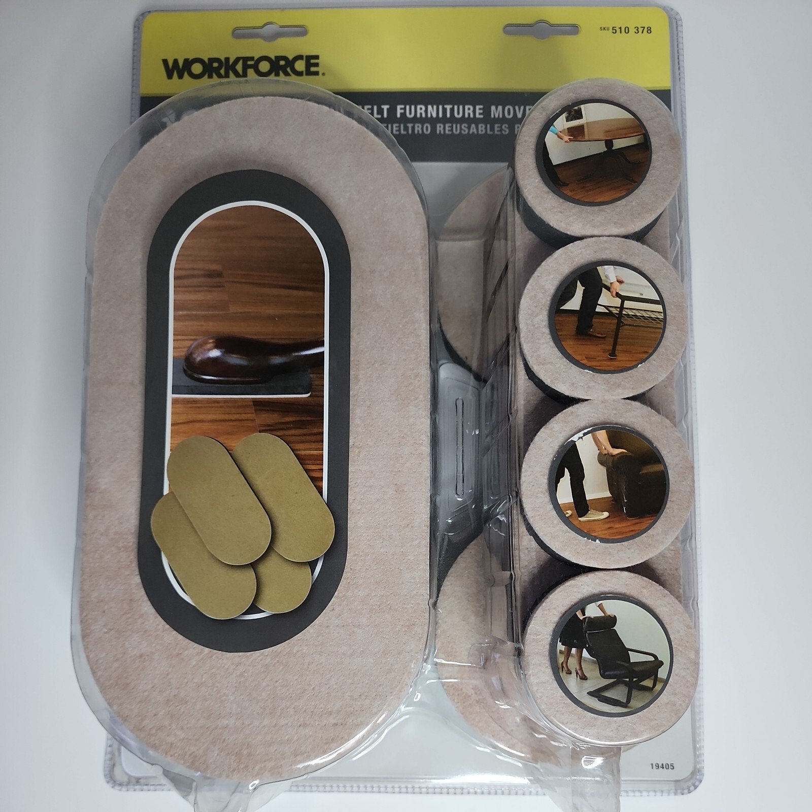 WORKFORCE Felt Furniture Movers Reusable Floor Protector Pads 16 pc