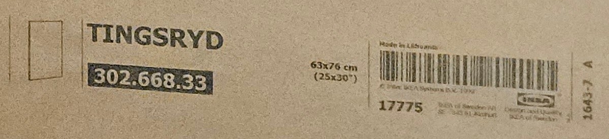 IKEA TINGSRYD PANEL – 25″ x 30″ – 63 x 76cm – 302.668.33 – NEW