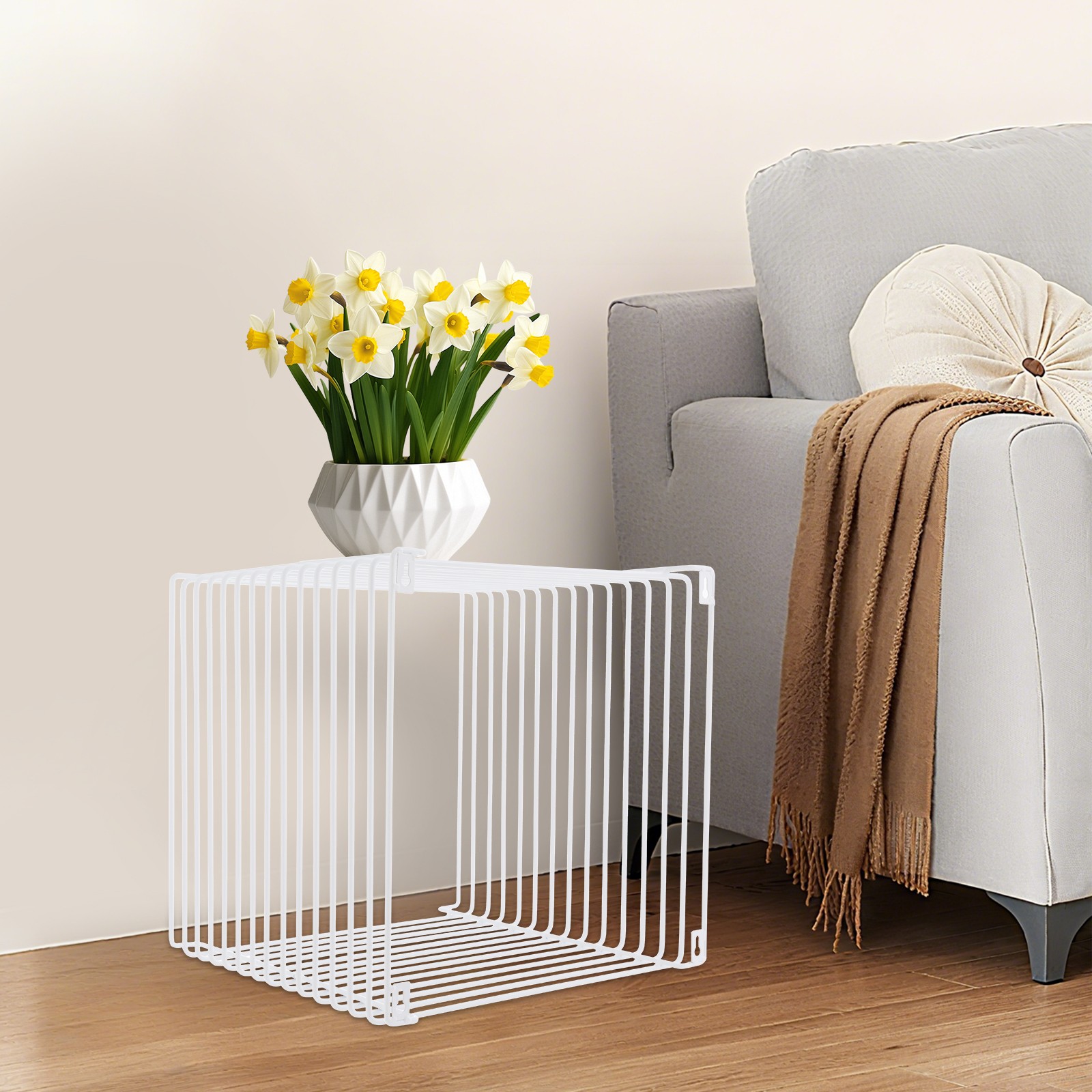 4-color Square Side Table, Iron Multi-Purpose Side Table, Square Cage End Table
