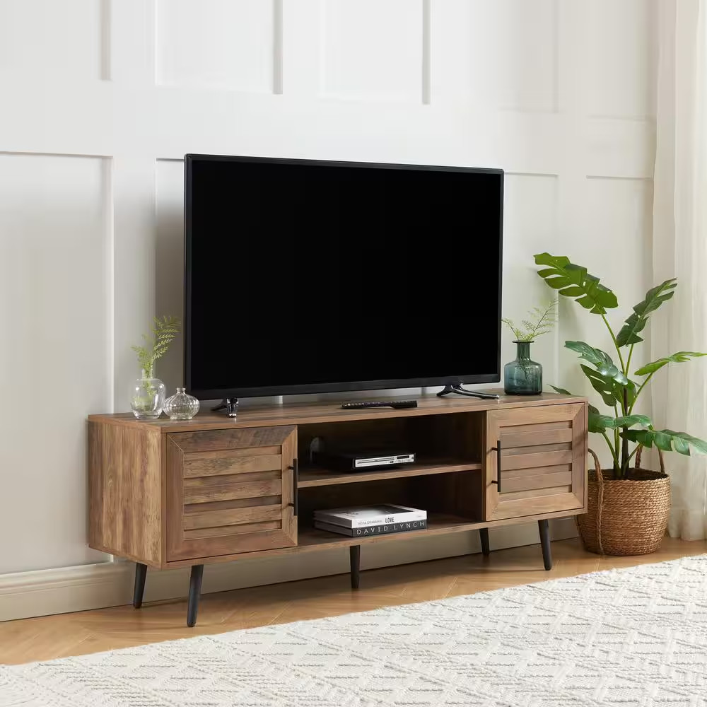 59 In. TV Stand for Tvs up to 70 In. Rustic Oak