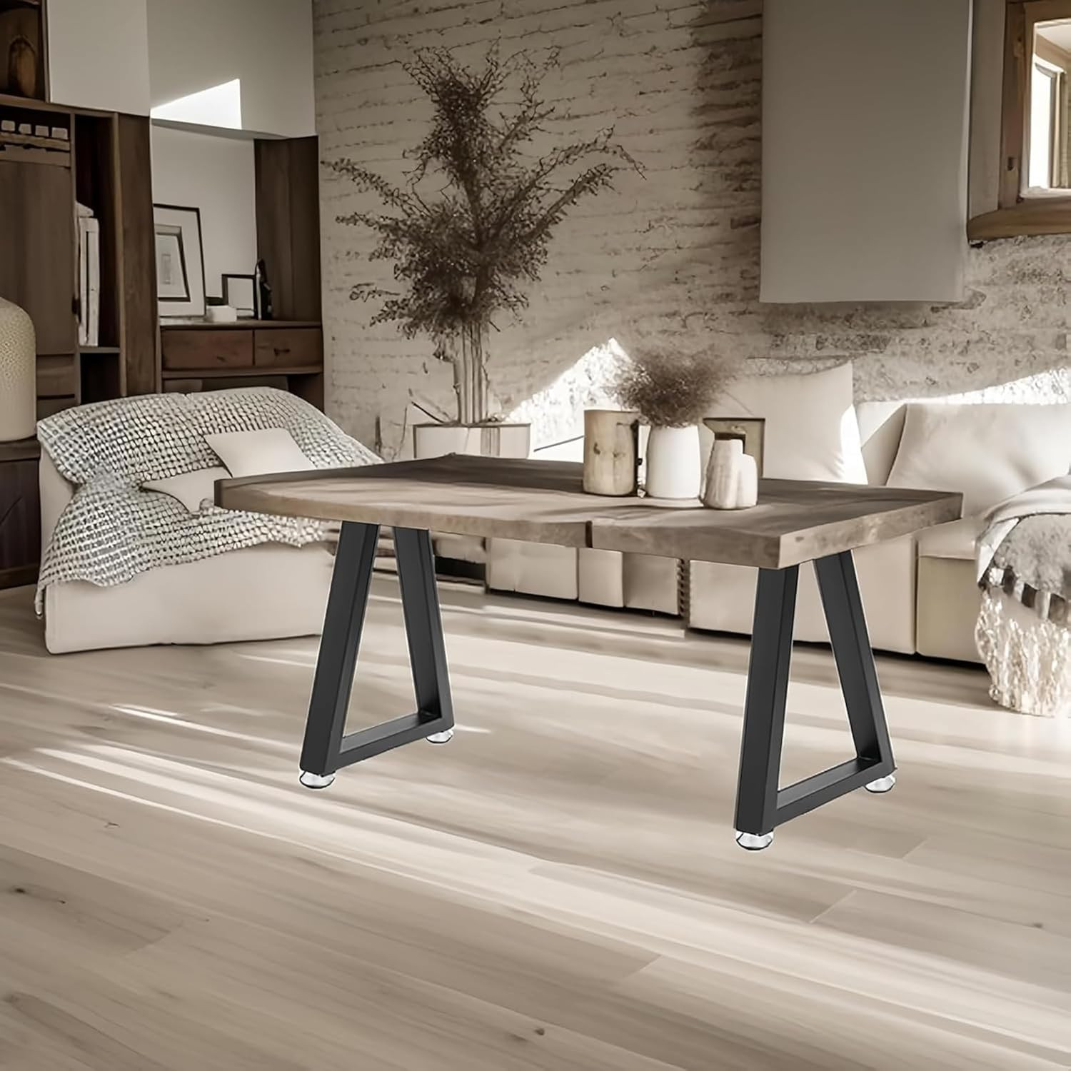 22″ Heavy-Duty Trapezoid Metal Desk Legs with Adjustable Feet Pads, 800Lb Capaci