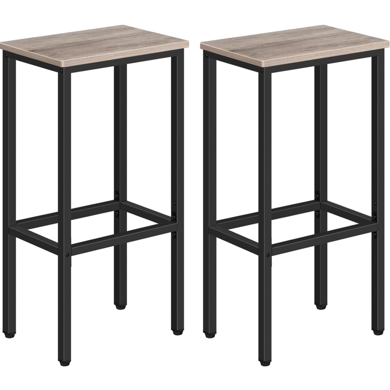 Bar Stools Set of 2, 29.5″ Tall Counter Chairs, Footrest, Industrial Style