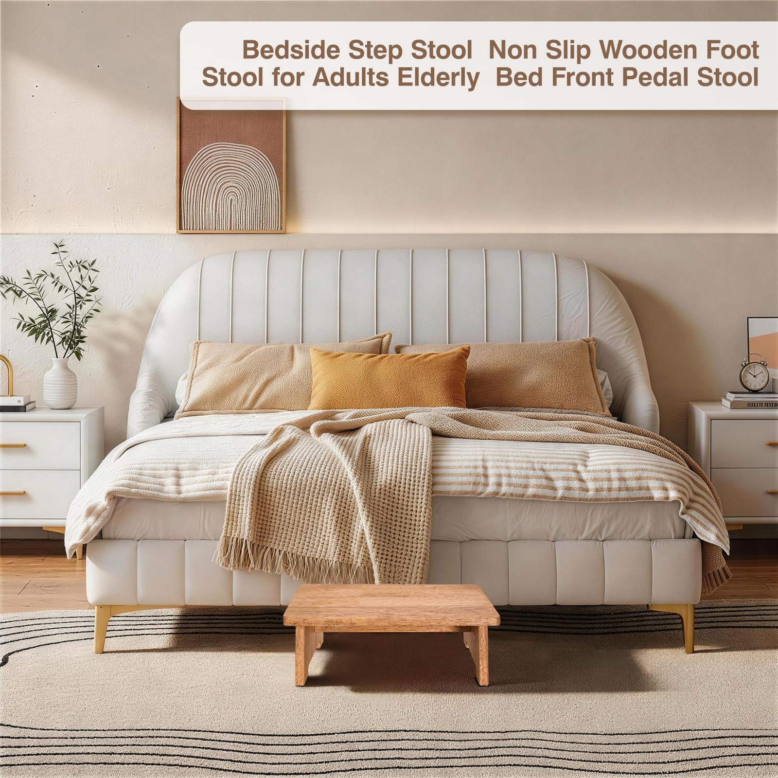 Solid Wood Stool Step Stools For Adults Kids AntiSlip 450LBS Capacity