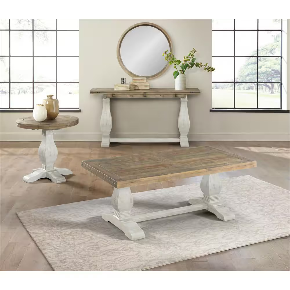 Napa 60 In. White Stain/Reclaimed Natural Standard Rectangle Wood Console Table
