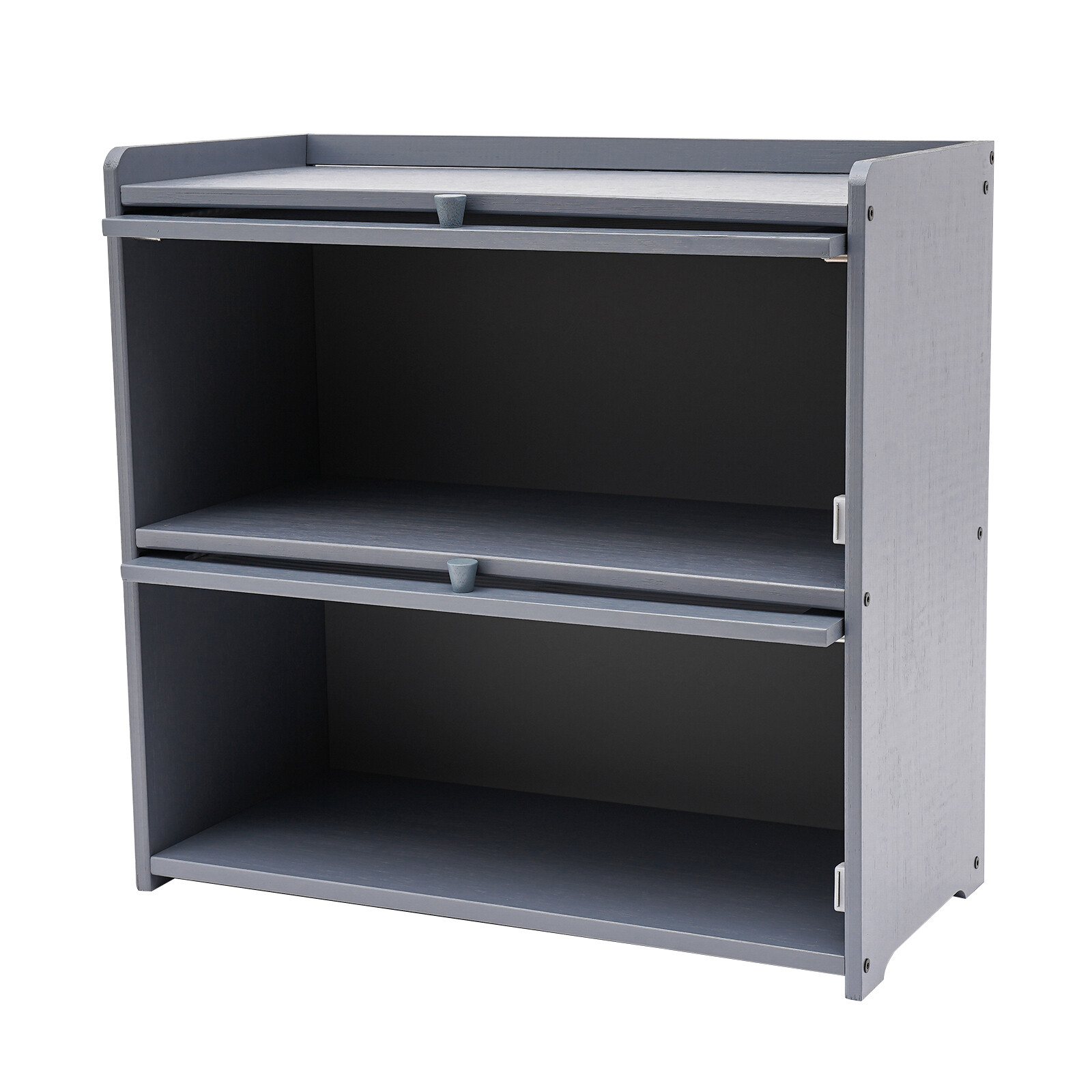 Bamboo 2-Tier Storage Cabinet With Acrylic Doors Gray 20.5 ?? 9.8 ?? 19.7 In