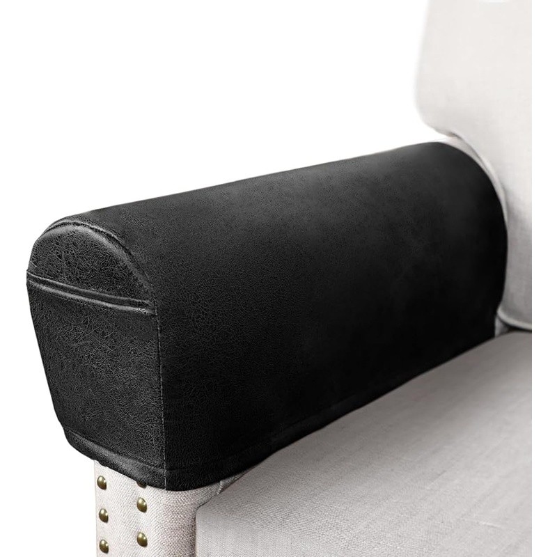 Sofa Arm Covers Durable Leather Look Non Slip Polyester Washable Protection New