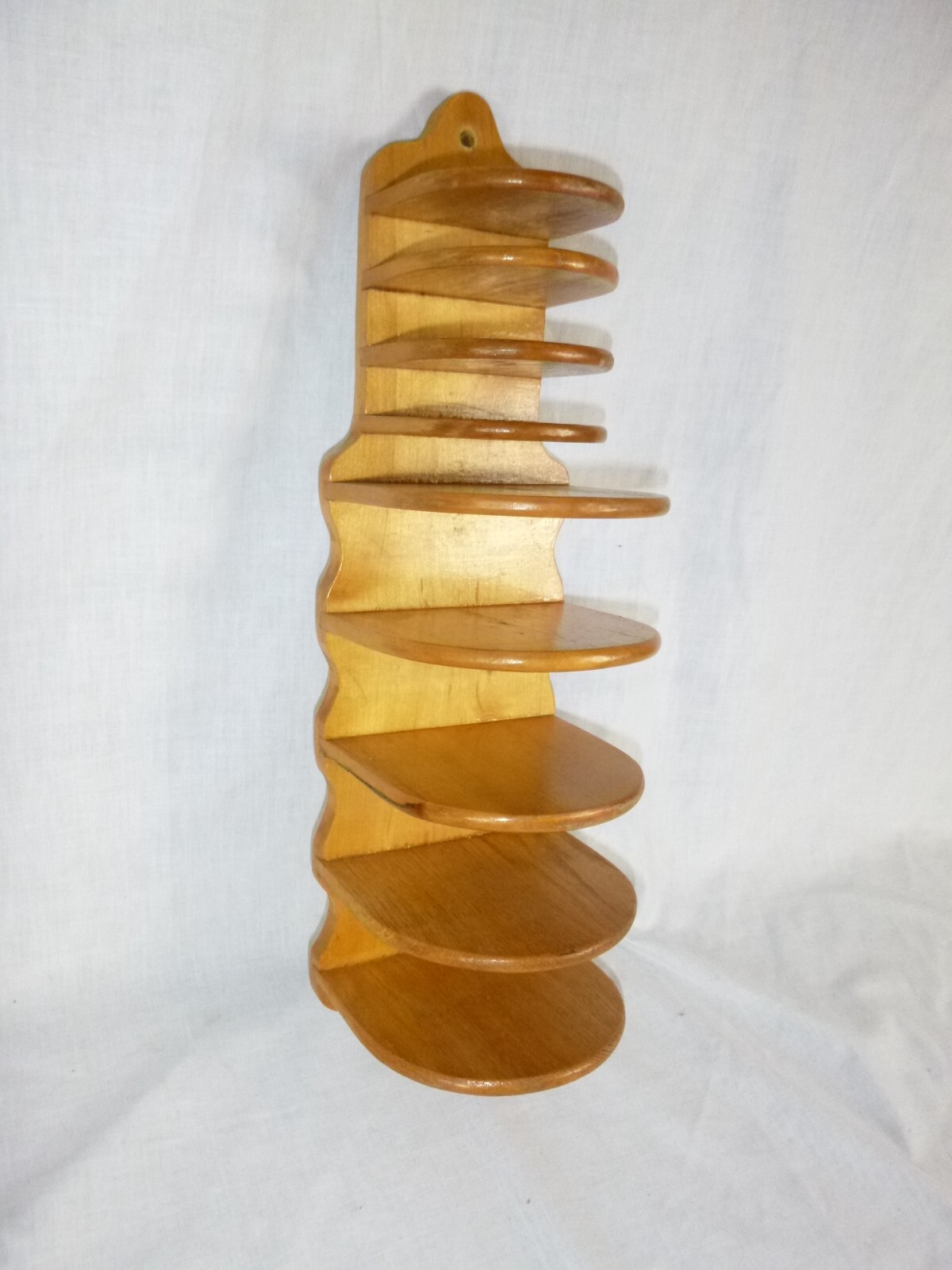 Vtg Handmade Wall Mount Pine Wood Shelves 9 Tiers 5″ wide 18″ High