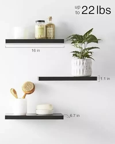 3 PACK Floating Shelves for Wall, Wall Mounted Rustic Wood Shelves for Home