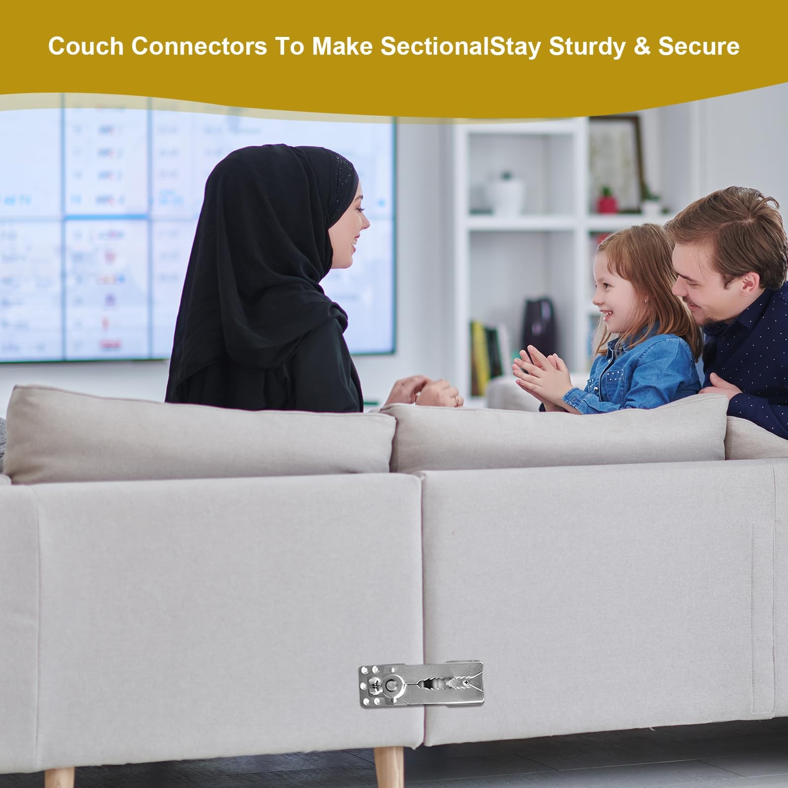 2 Pack Sectional Couch Connectors Screws Heavy-Duty Metal Sofa Clips Hardware