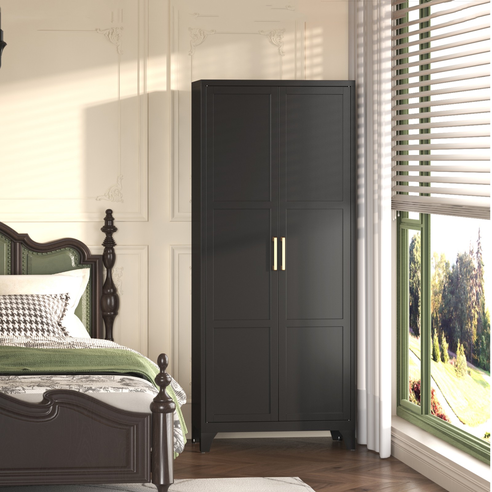 Metal Kitchen Pantry Storage Cabinet with 5 Shelves Garage Storage Cupboard Home