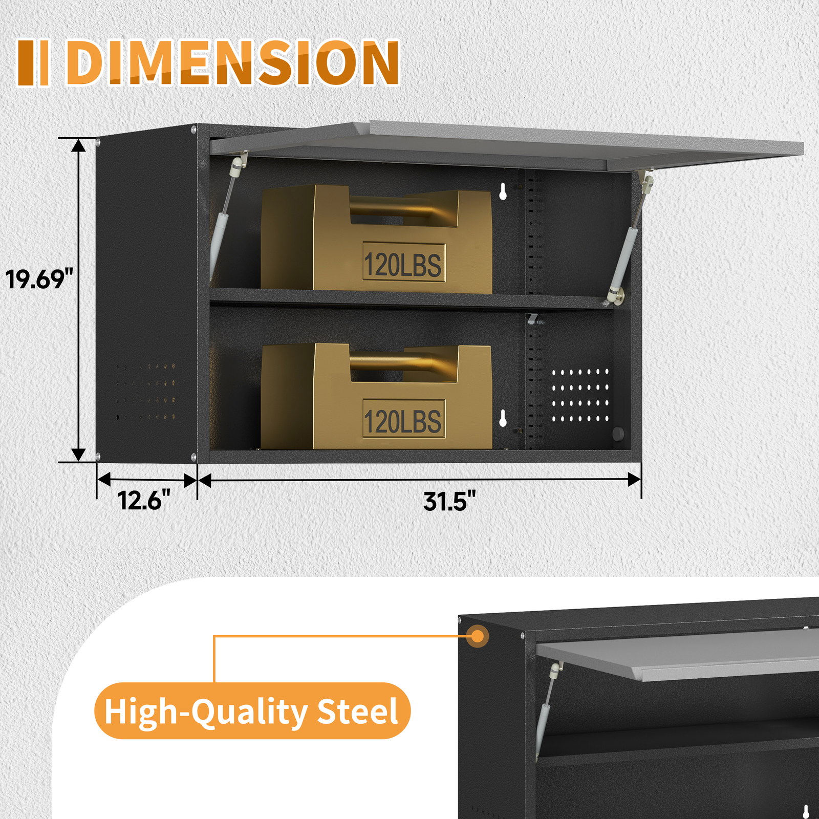 Metal Garage Wall Cabinet Adjustable Shelf Kitchen Wall Tool Box Storage Cabinet