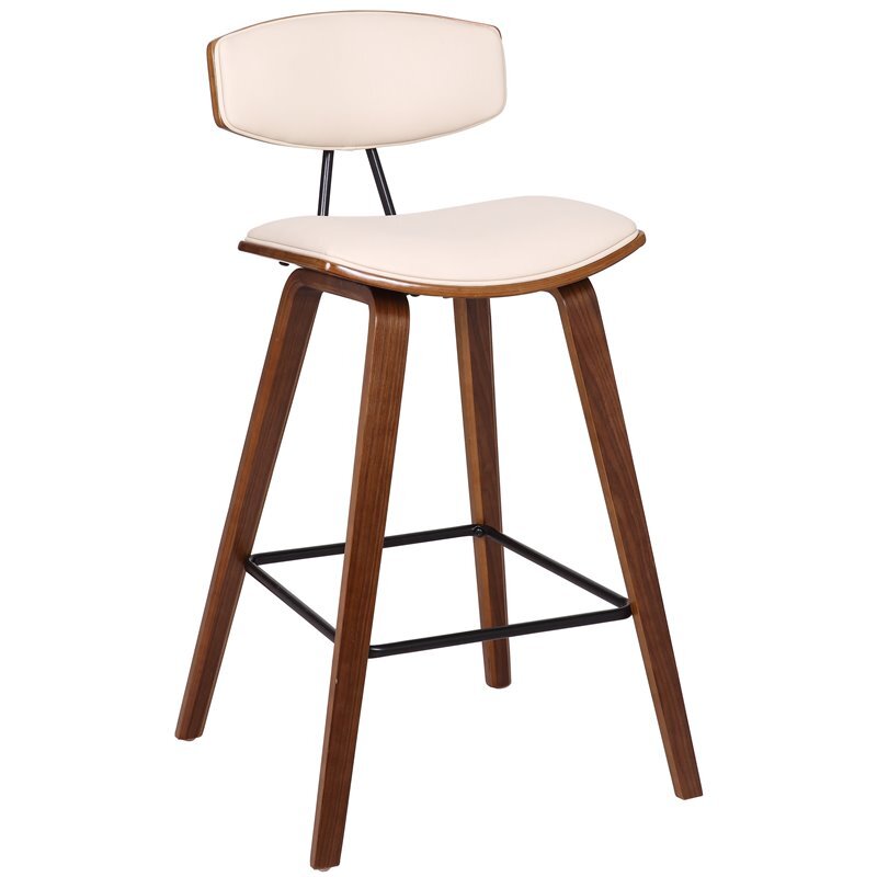 Hawthorne Collections 25.5″ Mid-Century Wood Counter Stool in Cream