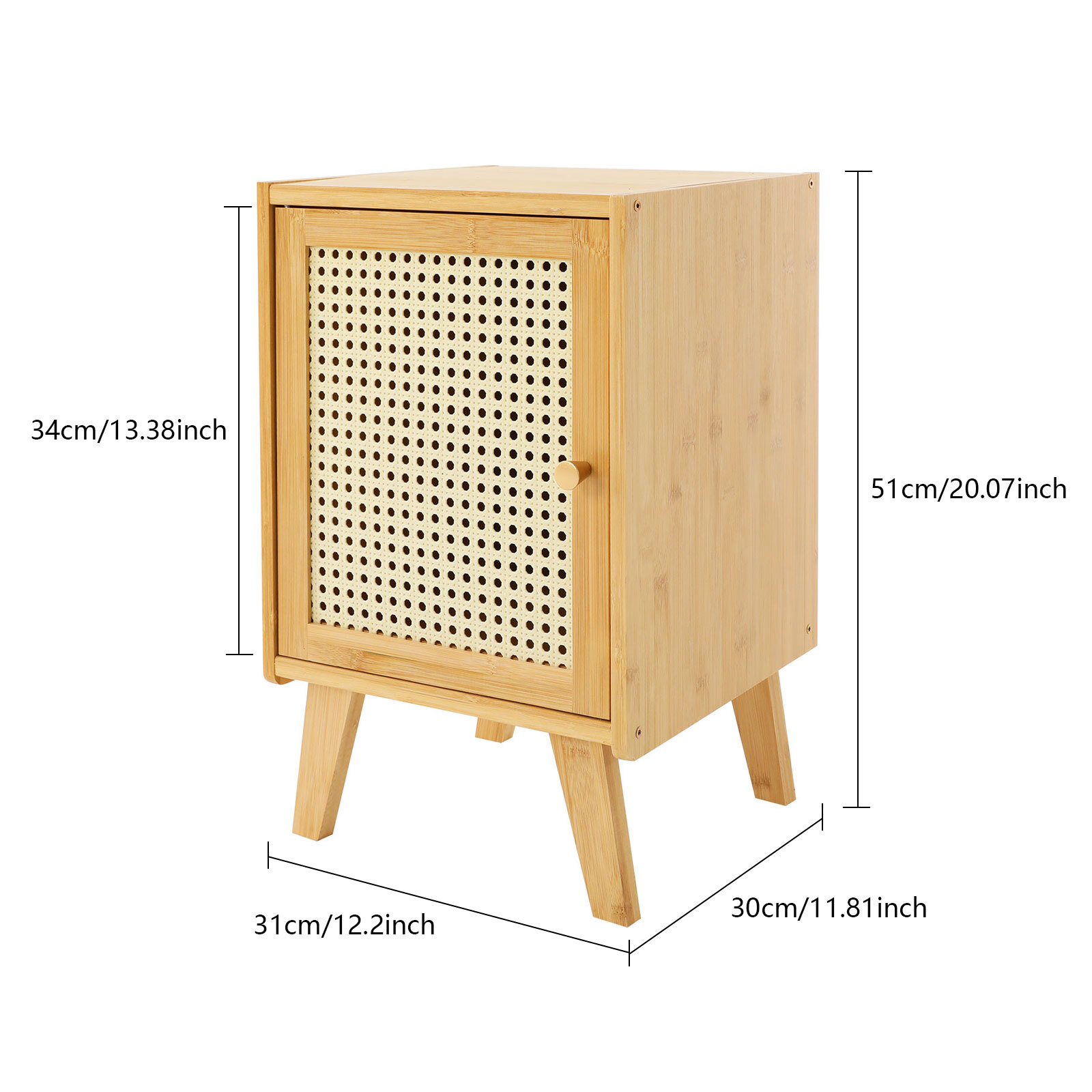 Wooden Side Table, Bamboo Bedside Table, Modern Bedside Table 31*30*51cm