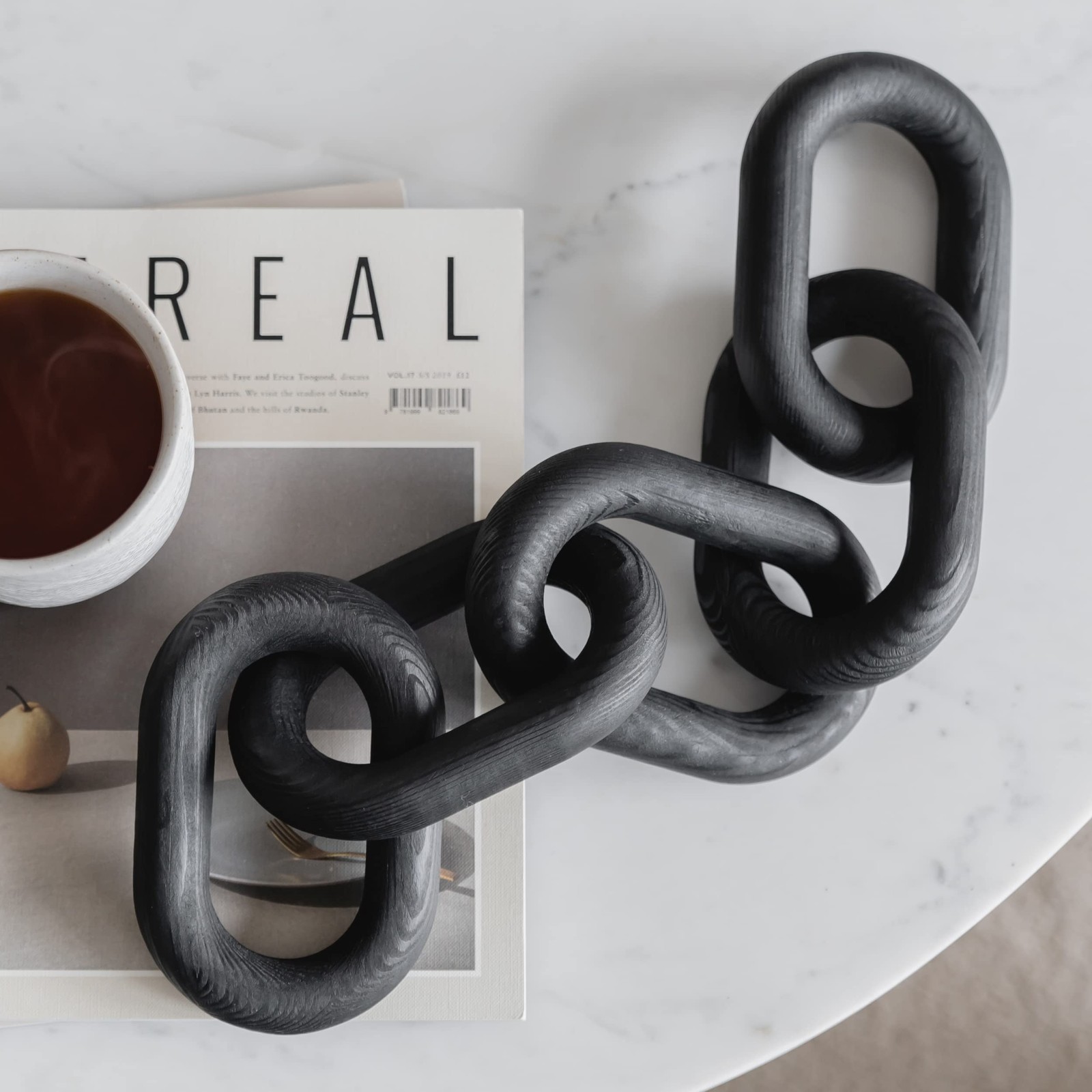 Wood Chain Link Decor – Modern Coffee Table Decor Items, Black Chain Decor fo…