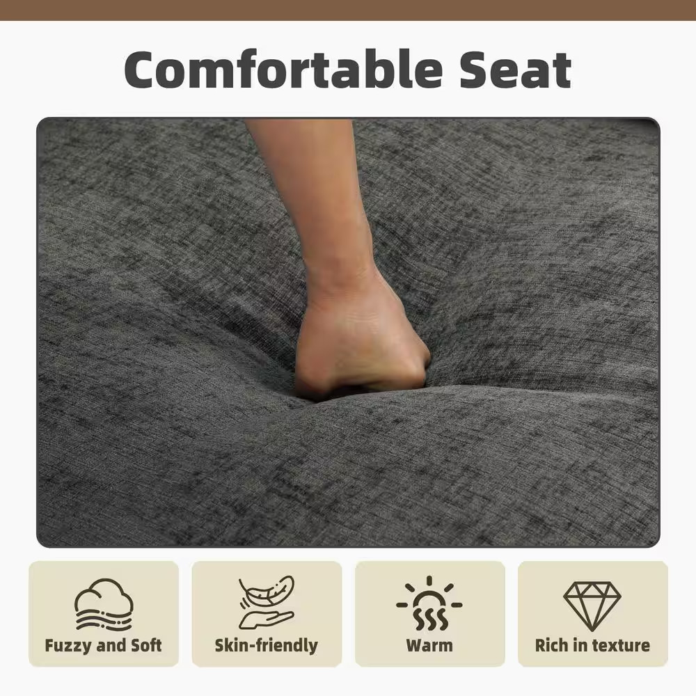 81.1 In. Chenille Upholstered 2-Seats Loveseat in Dark Gray