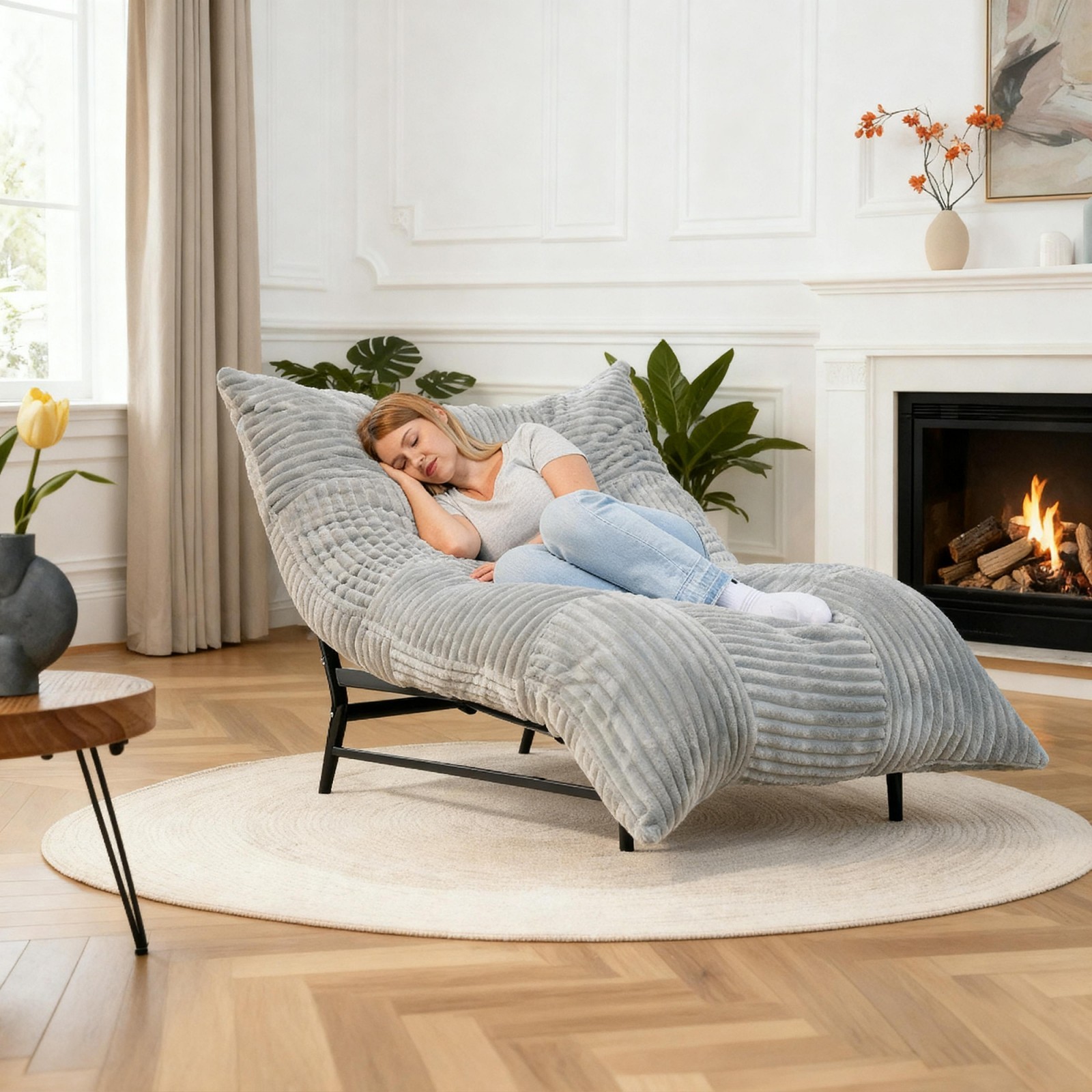 Bean Bag Chair with Filling Giant Beanbag Chair Adult Convertible Lazy Sofa Bed
