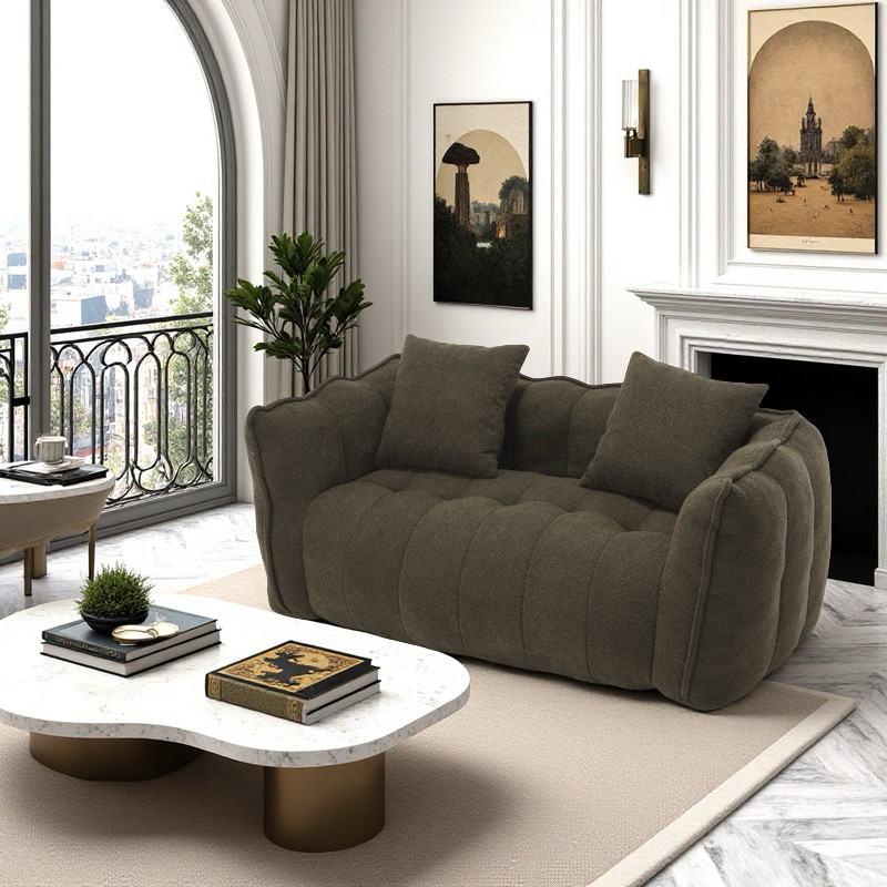 2-Person High-Resilience Foam Beanbag Chair. Cozy Square Reclining Sofa for Gami