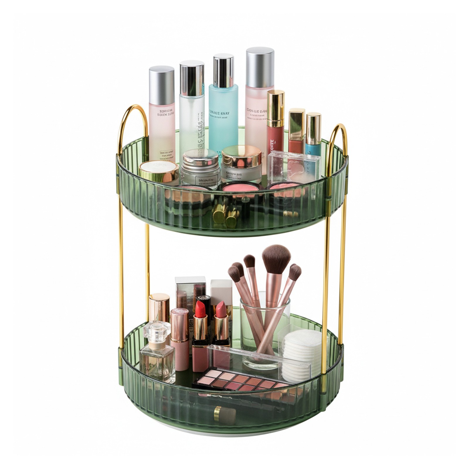 Double-layer Cosmetic?organizer 360?? Tabletop Mount Type Cosmetic Storage Rack