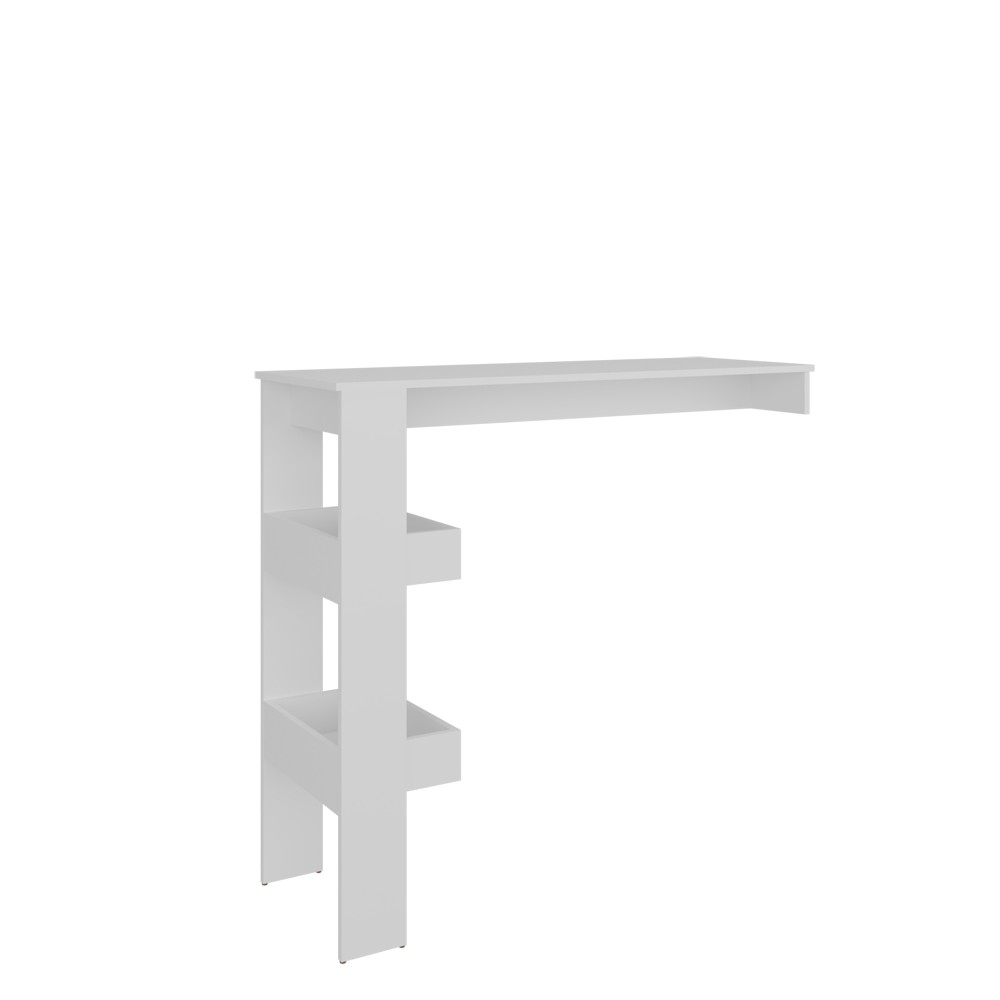 White Modern Othello Kitchen Table with Storage Shelves