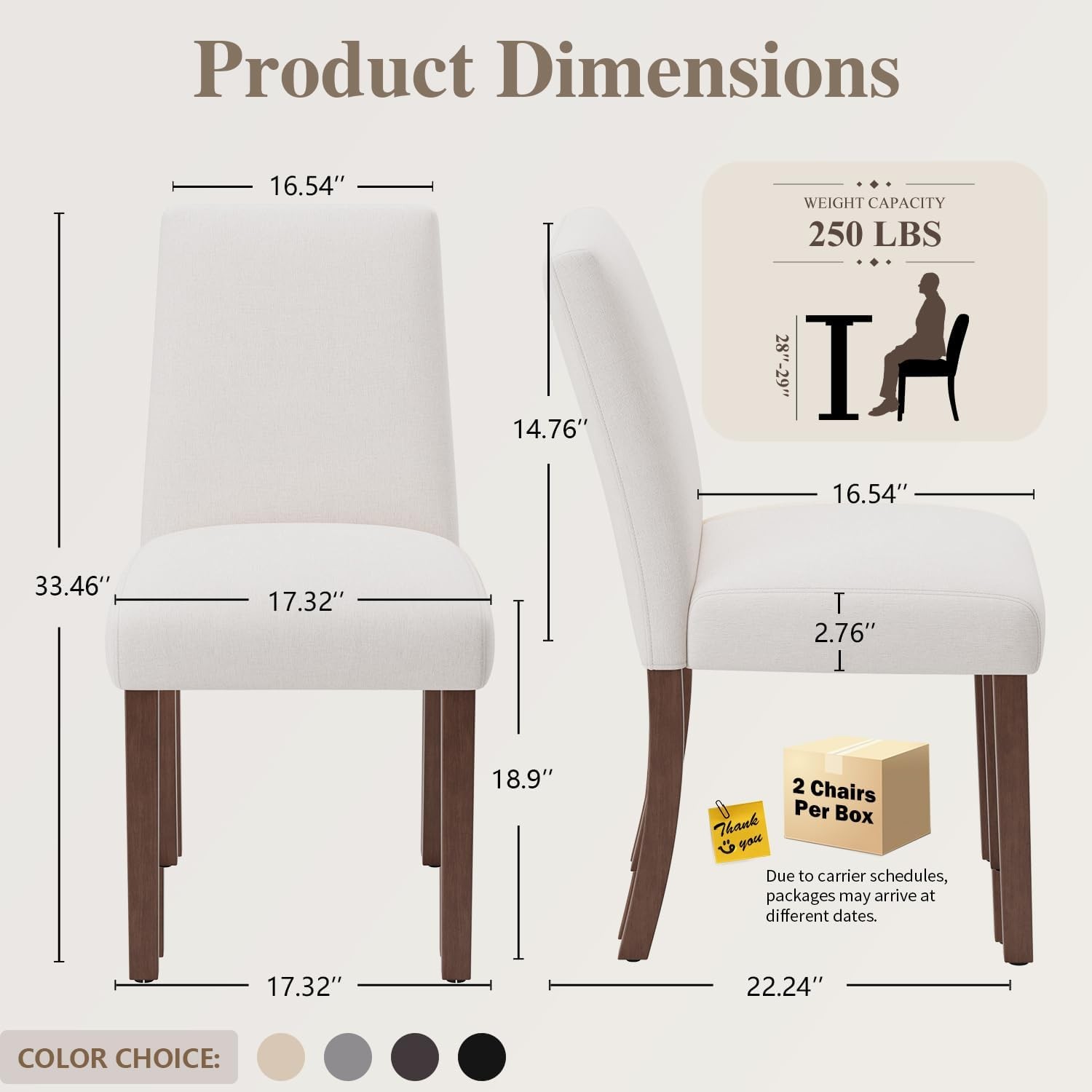 Dining Chairs Set of 4, Modern Dining Room Chairs with Wooden Legs, Upholstered