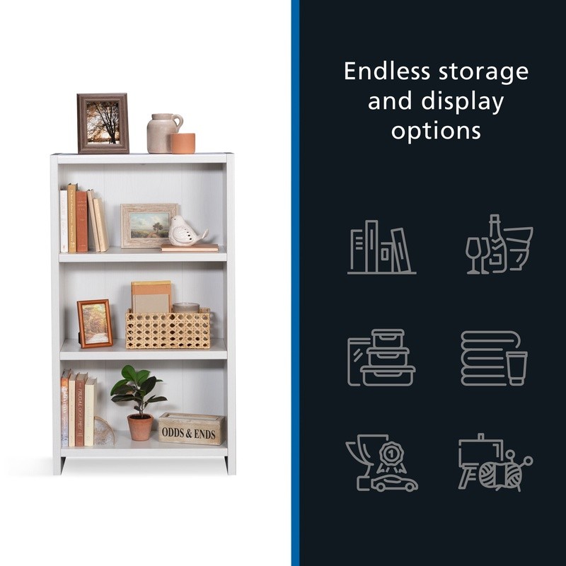 3-Shelf Bookcase Adjustable Durable Storage Organizer Home Living Room New
