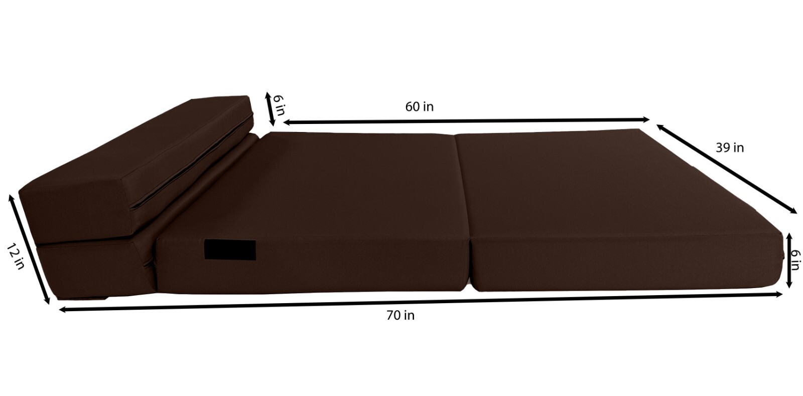 Twin Lounger Folding Foam Mattress, Foldable Sofa Bed Sit Sleep 6x39x80 Brown