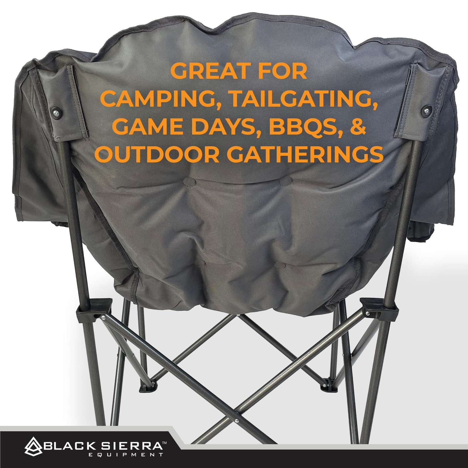 Black Sierra Oversized Camping Chair for Adults, Heavy X-Large, Black/Grey
