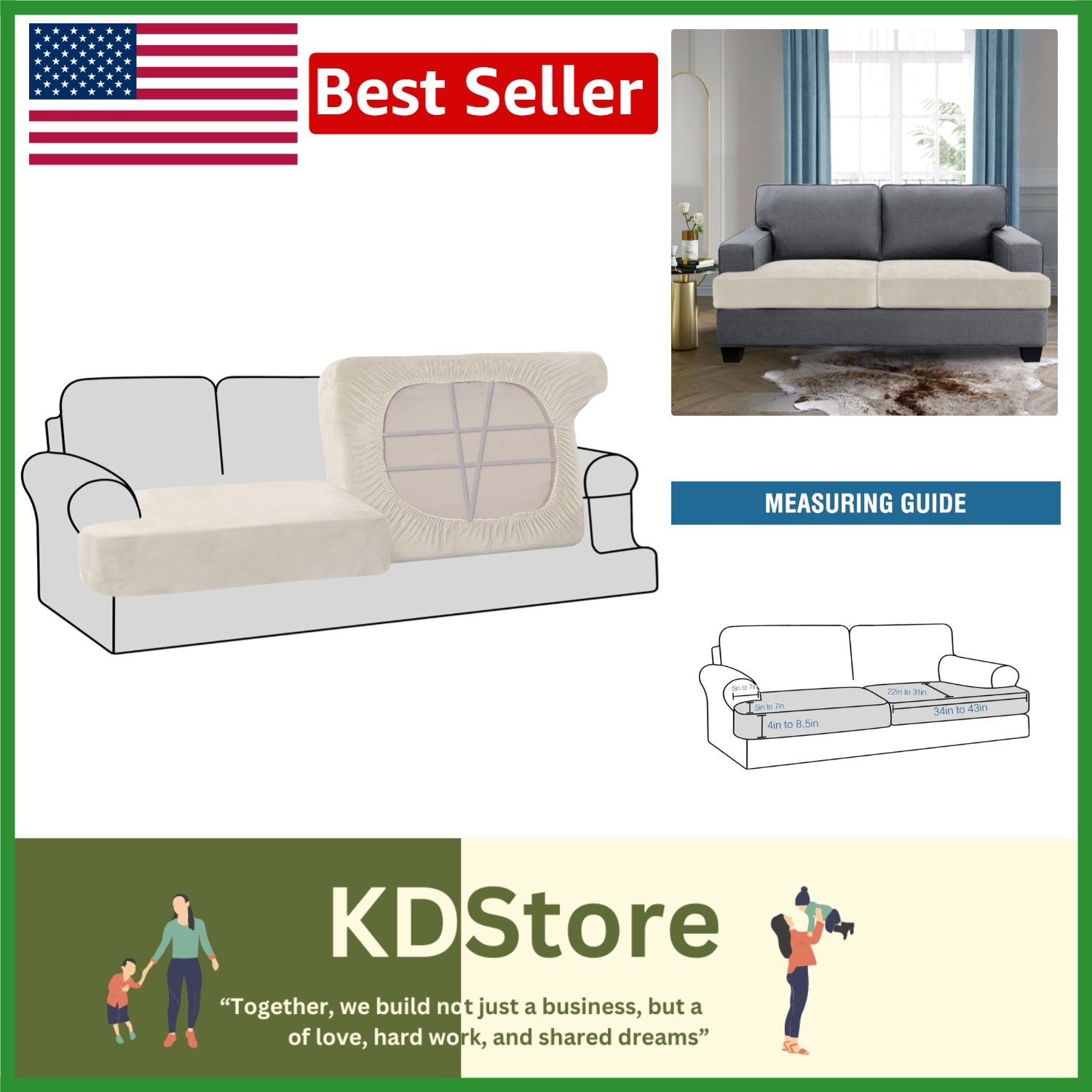 Luxurious Velvet T Cushion Sofa Slipcovers – Stay-In-Place, Easy-Care Protect…