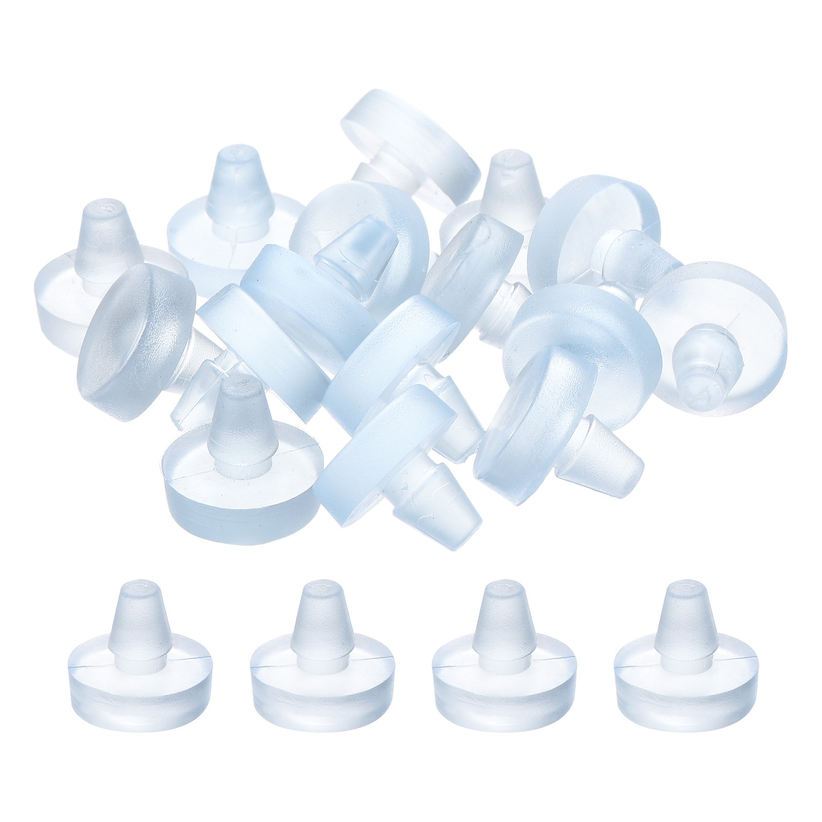 16Pcs 6.5mm/0.26″ Glass Table Top Bumpers with Stem Fits 1/4Inch Hole Clear