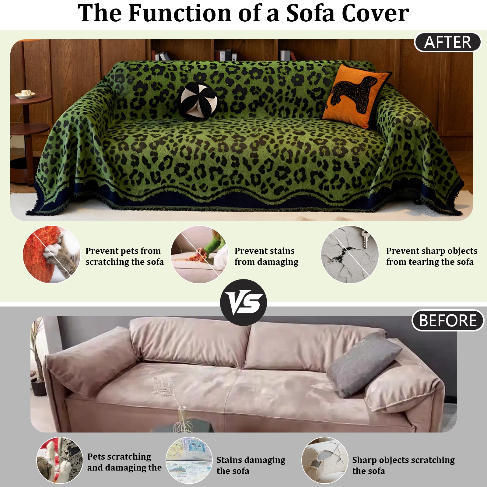 Pet Friendly Sofa Cover Scratch Resistant Chenille Slipcover Furniture Protector
