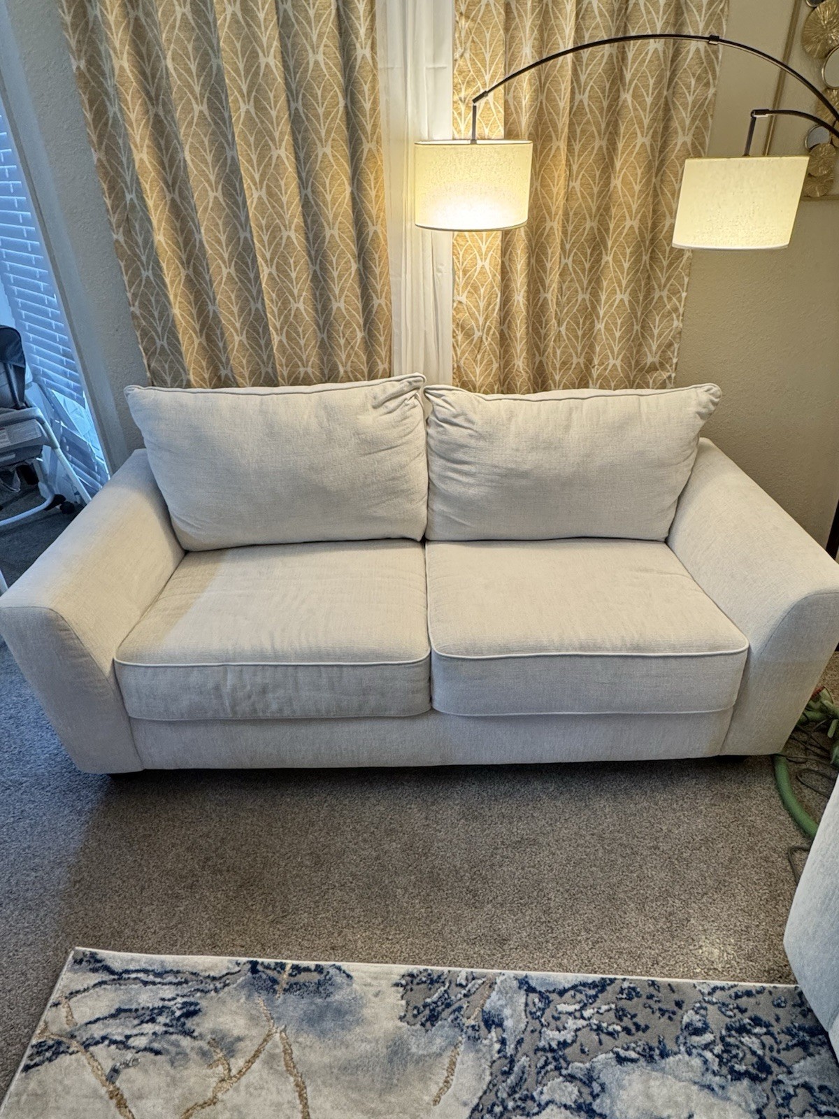 Clear Fabric 3-Seater Sofa Set w/ Cushions Solid Contemporary Modern 55x30x35