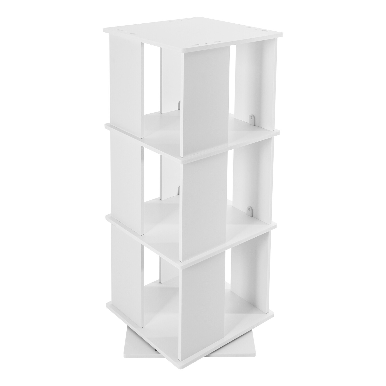 3 Tiers 360° Rotating Bookshelf Display Free Standing Wood Bookcase Storage Rack