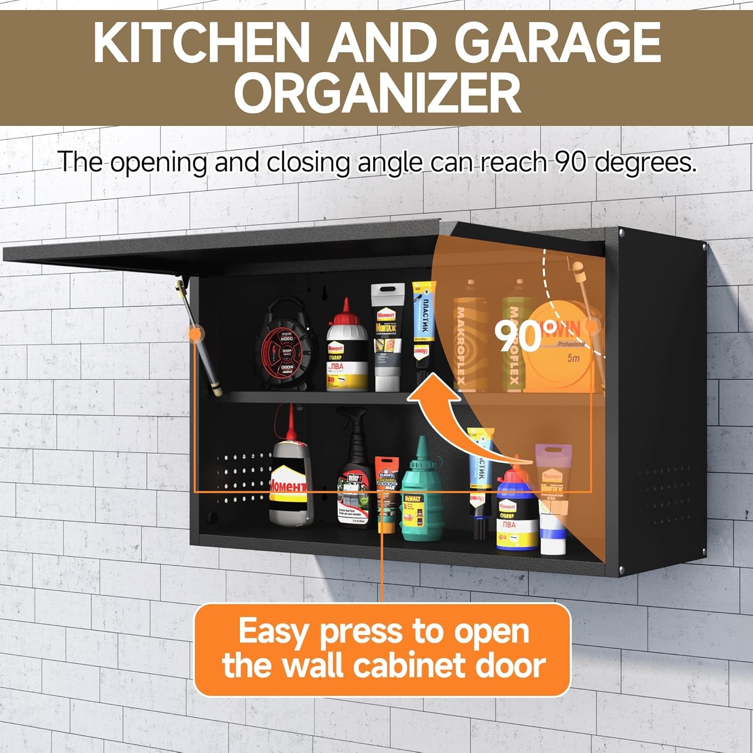 Wall-Mounted Garage Cabinet Metal Wall Cabinet Kitchen Tool Box,240 lbs Capacity