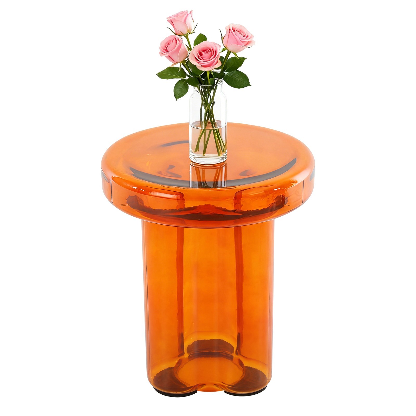 15*17.7in Round Glass Side Table 44.09 lbs Load Coffee Table, Modern Sofa Table