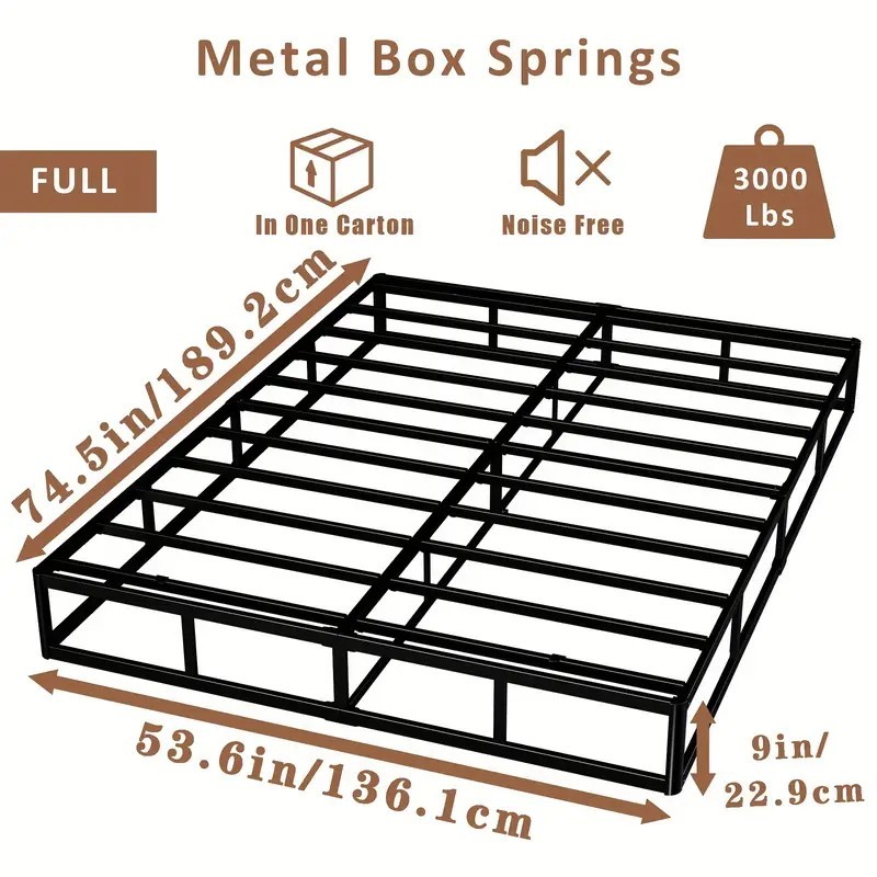 Box Spring 9″ in Steel Mattress Bed Foundation Folding Full Size