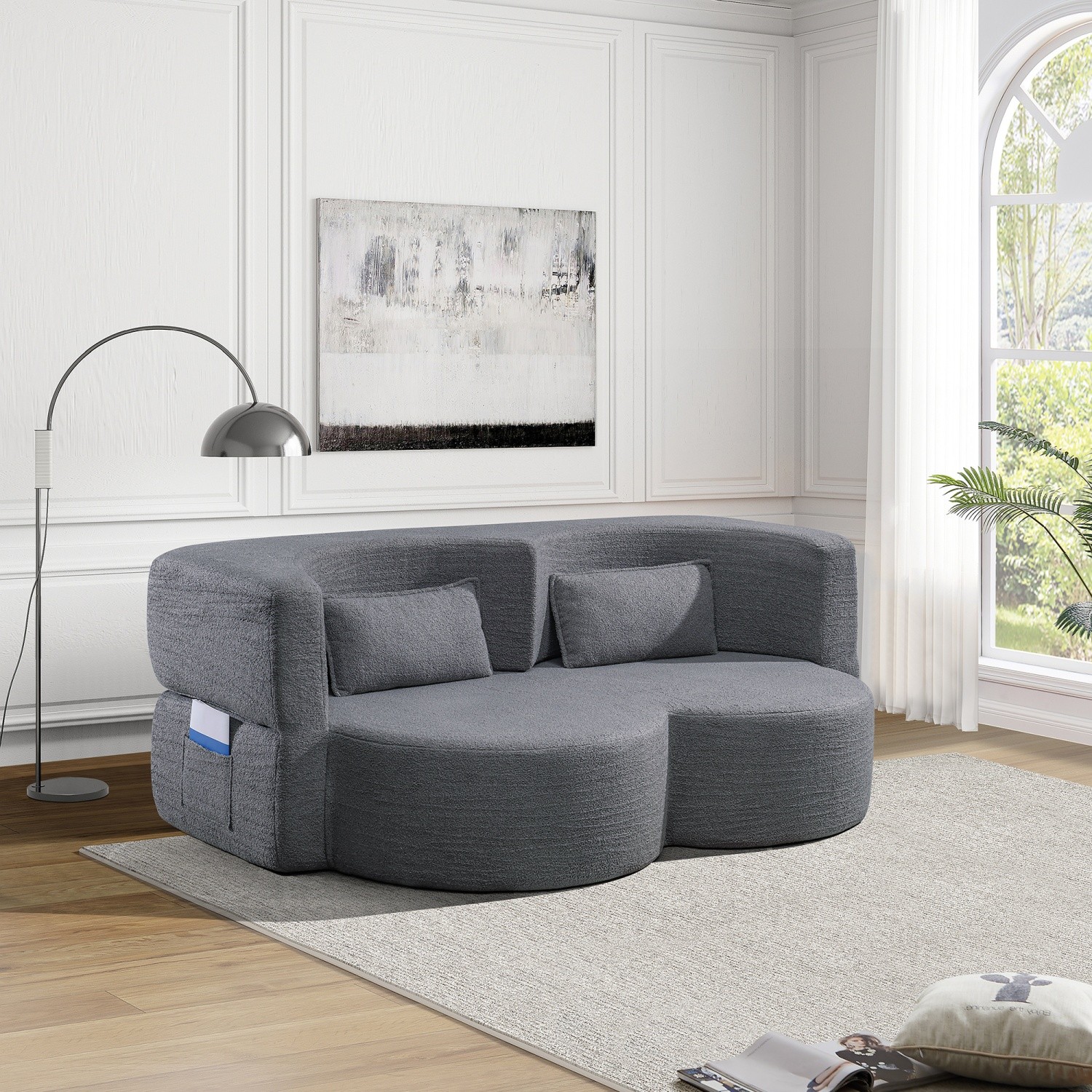 Foldable Convertible Sofa Bed 3-in-1 Floor Futon Double Lounger Chair Sleeper