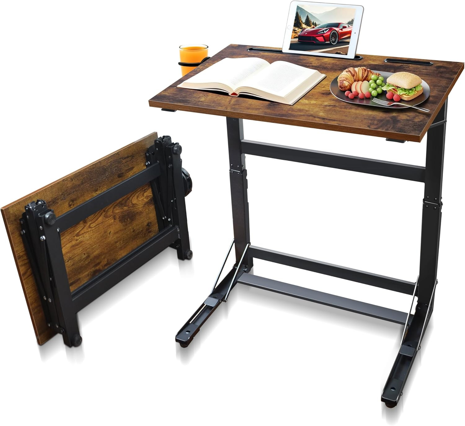 Foldable Couch Table Tray – Extra Wide C-Shaped Laptop & TV Dinner Stand