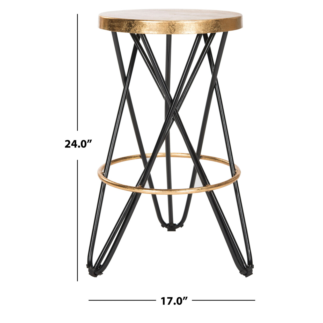 SAFAVIEH Lorna Gold Leaf Counter Stool | Black / Gold |