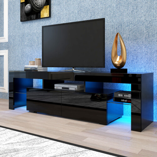 63″ High Gloss LED TV Stand Media Console TV Cabinet Entertainment Center