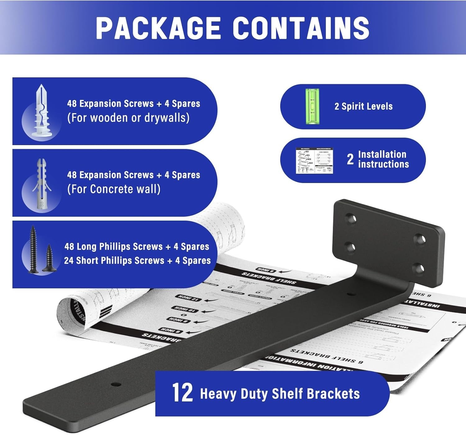 Shelf Brackets 12 Inch 12 Pack Floating Shelf Bracket Heavy Duty 160lb Load