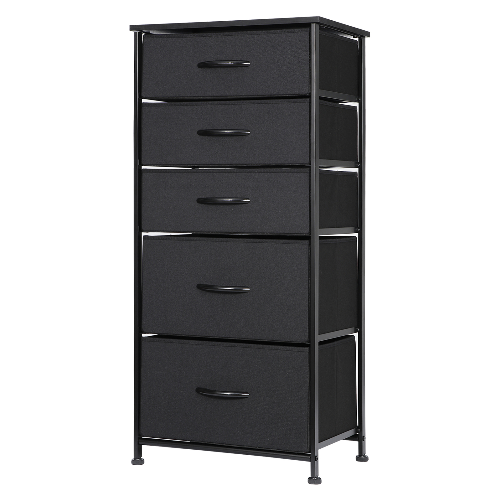 Fabric Dresser Storage with 5 Drawers Sturdy Metal Frame, Wood Top for Bedroom