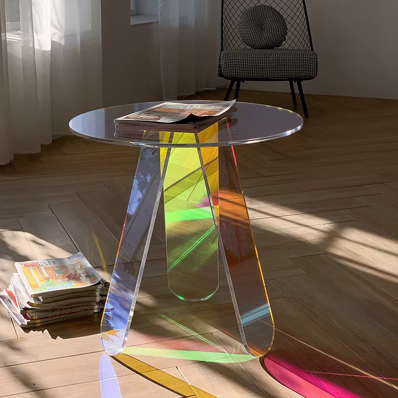Y2K Iridescent Acrylic Side Table – Home Furniture Colorful Side Table