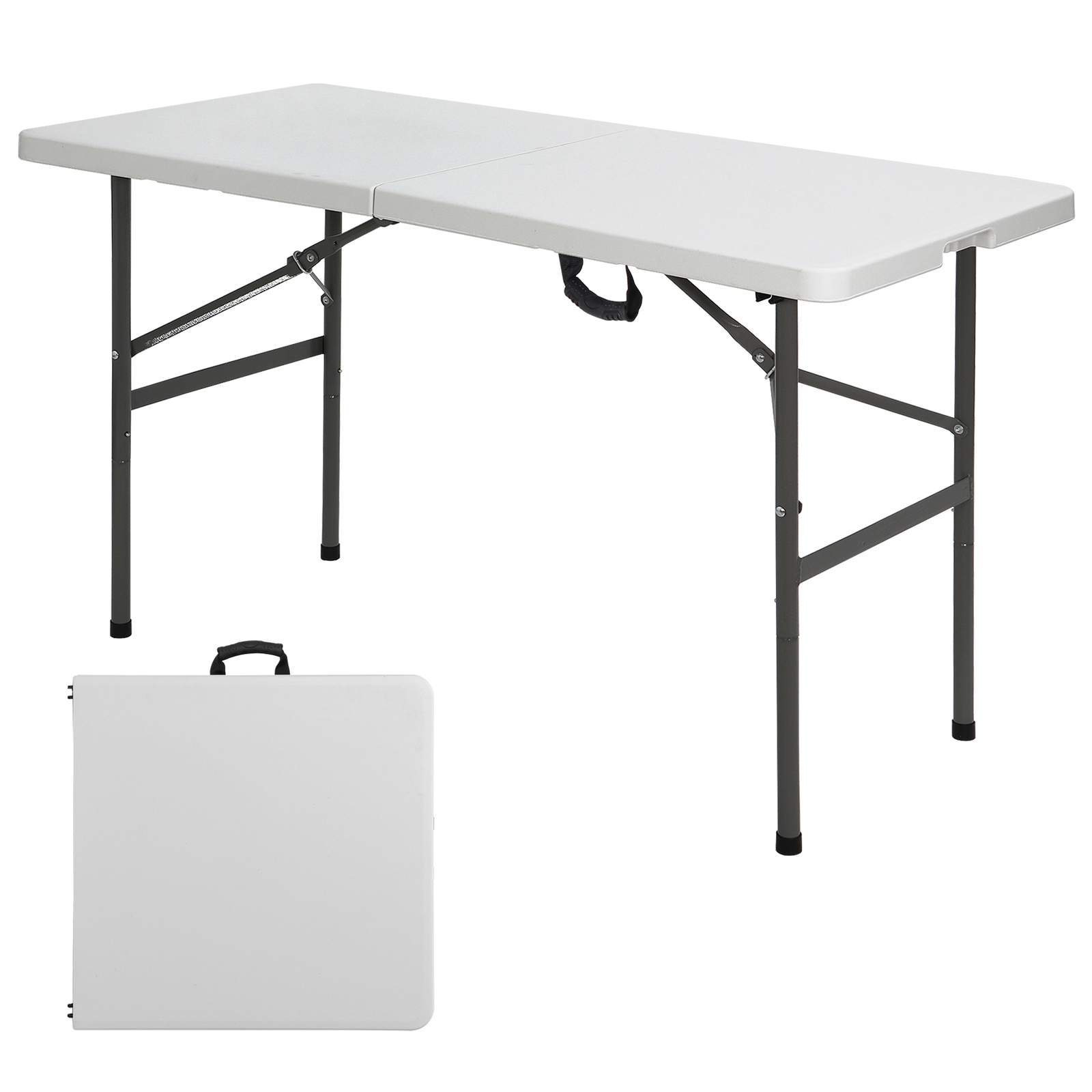 4ft Plastic Folding Table Camping Table for Picnic BBQ Indoor Outdoor White