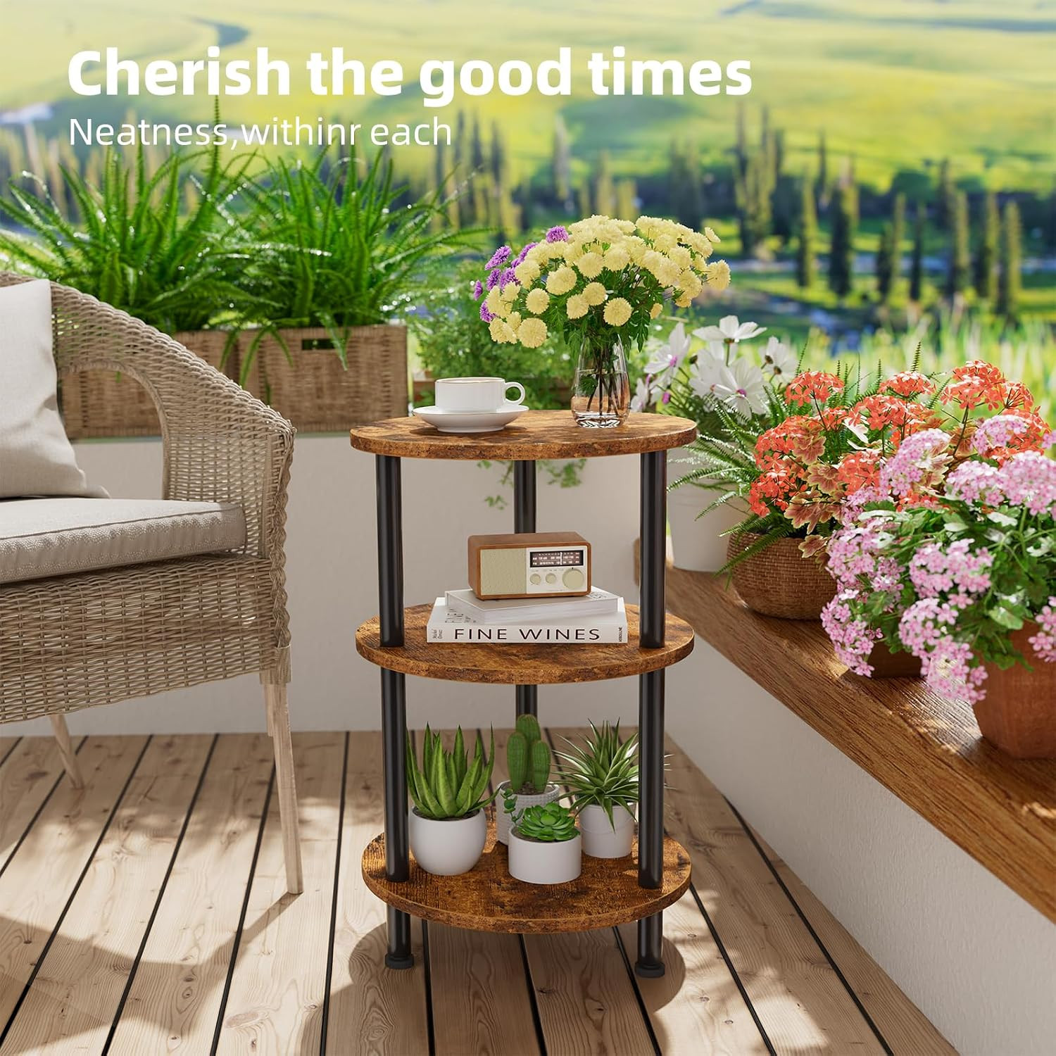 Simple Trending Side Table Living Room, Small round End Table, 3 Tiers Accent Ta