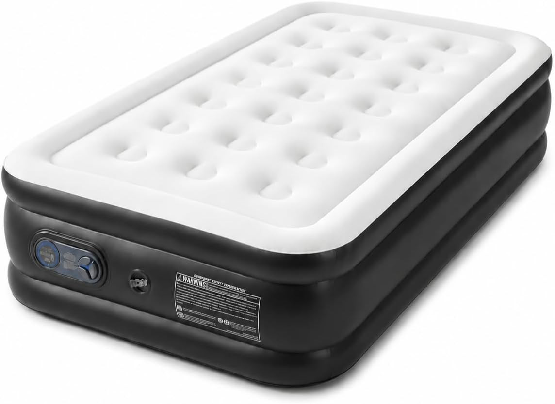 Air Mattress Twin with Built in Pump, 18″ Double High Inflatable Air Bed, Portab