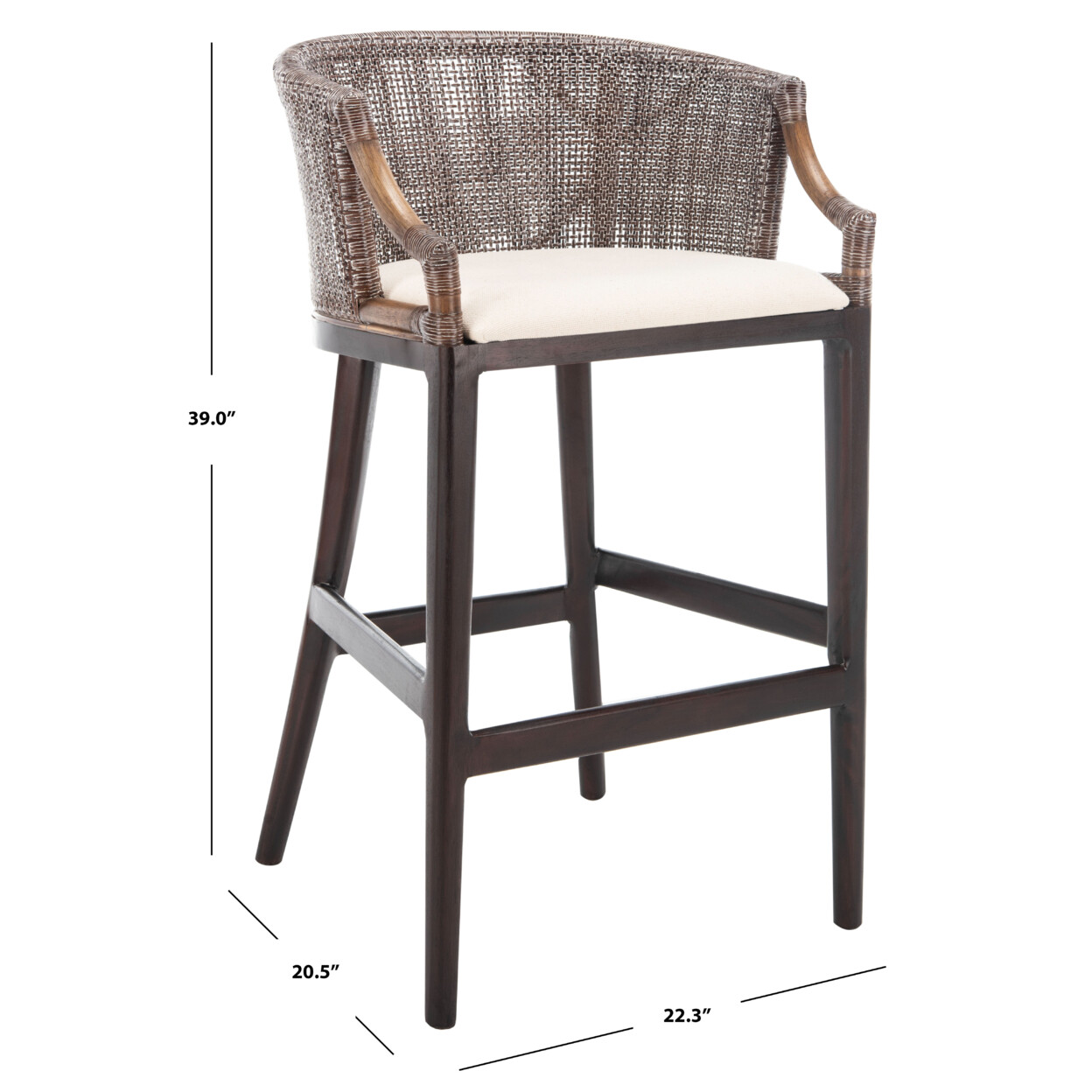 SAFAVIEH Brando Bar Stool | Brown / White |